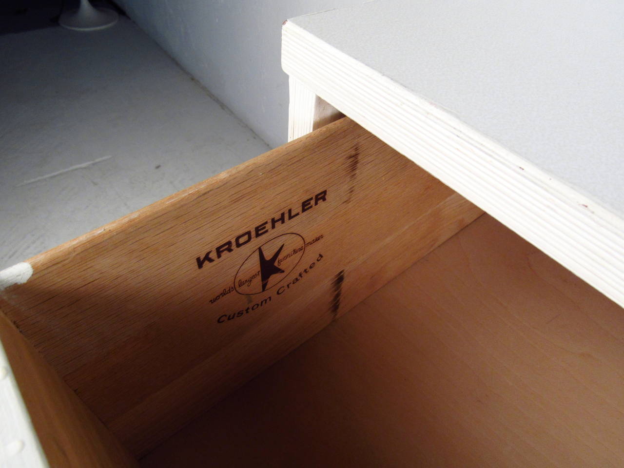 Mid-Century Modern White Two-Drawer Chest by Kroehler Furniture