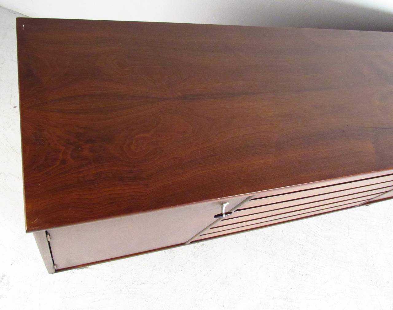 Mid-Century Modern Mid Century Louvered Front Server with Hutch by Stanley