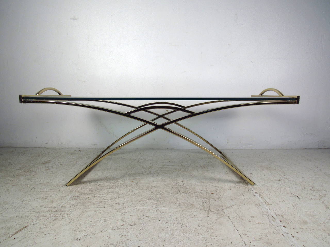 mid century brass coffee table