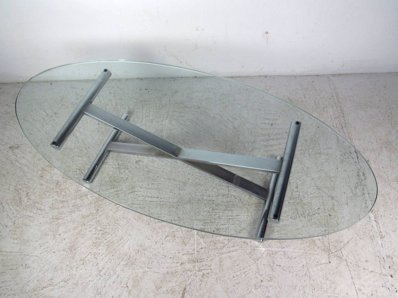 oval shape glass coffee table