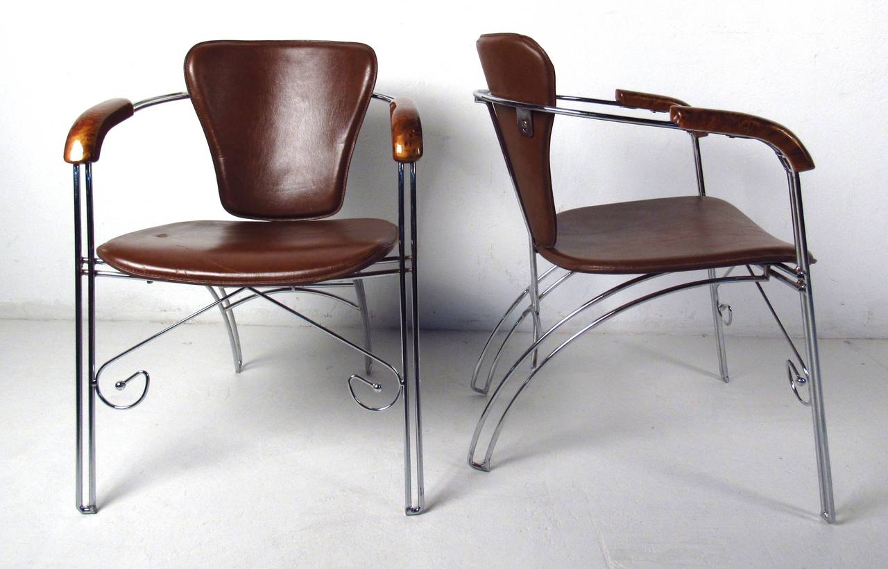 vintage leather and chrome chairs