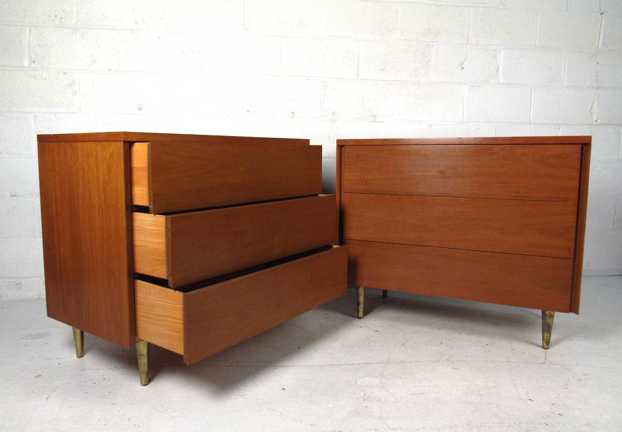 American Pair of John Stuart Three Drawer Dressers