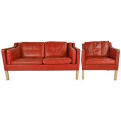 Borge Morgensen Leather Sofa & Chair