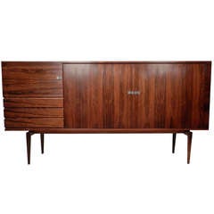 Gorgeous Mid-Century Modern Rosewood Sever w/ Tambour Doors By H.W. Klein