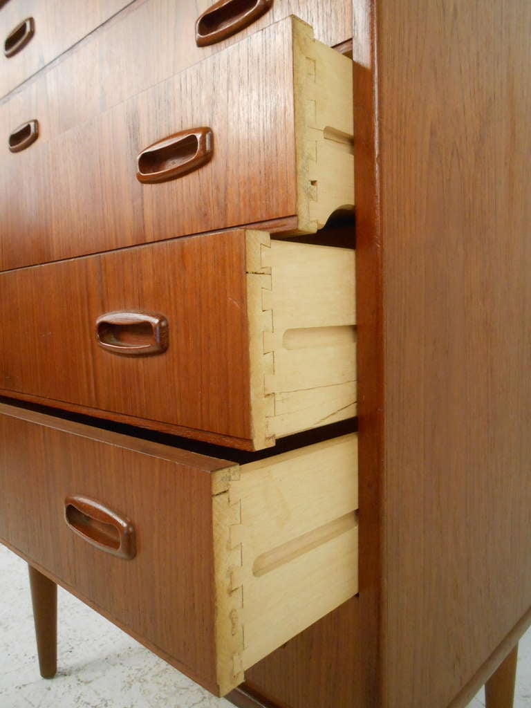 Scandinavian Modern Highboy Dresser in Teak For Sale at 1stdibs