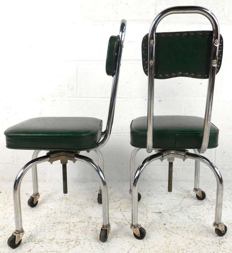Unique Pair of Rolling Swivel Lab Chairs For Sale at 1stDibs
