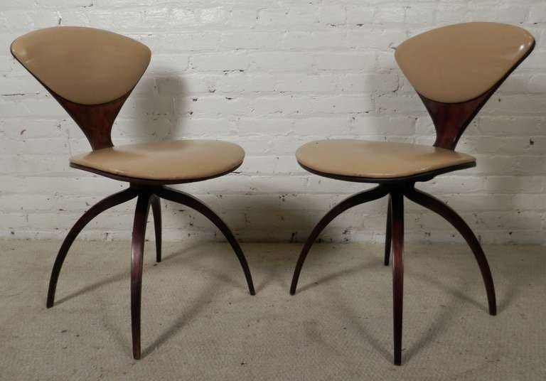 Outstanding chairs by Norman Cherner for Plycraft. Exceptional mid-century modern design using bentwood and vinyl. These have been professionally restored into excellent condition. 

(Please confirm item location - NY or NJ - with dealer)