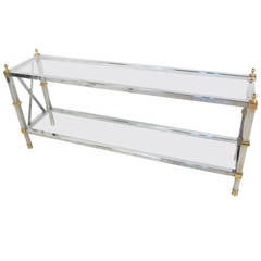 Mid-Century Modern Maison Jansen Style Chrome And Brass Console Table 5