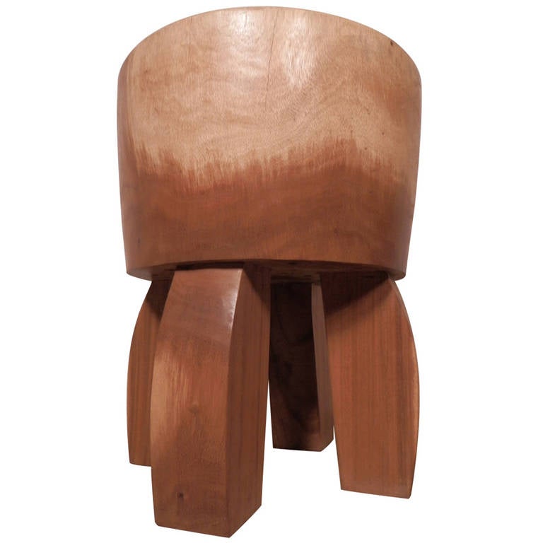 Mid-Century Style Solid Wood Stool For Sale at 1stDibs