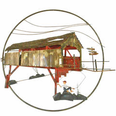 Mid-Century Covered Bridge Wall Art by C. Jere 7