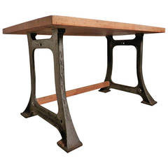 Handsome Mid 20th Century Industrial Work Table