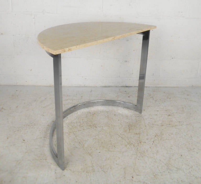 Mid-Century Modern Midcentury Milo Baughman Style Marble Side Table For Sale