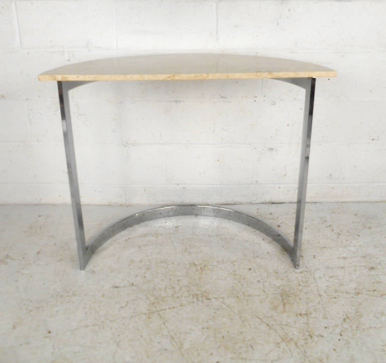 Mid-20th Century Midcentury Milo Baughman Style Marble Side Table For Sale