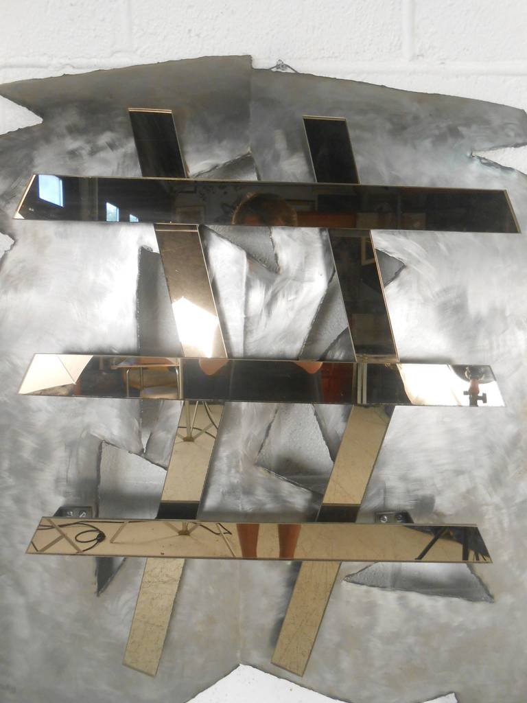 Mirrored Modernist Metal Wall Sculpture by Deidre Selig In Good Condition For Sale In Brooklyn, NY