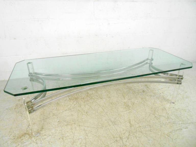 American Vintage Lucite and Chrome Coffee Table For Sale
