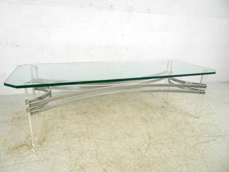 Mid-20th Century Vintage Lucite and Chrome Coffee Table For Sale