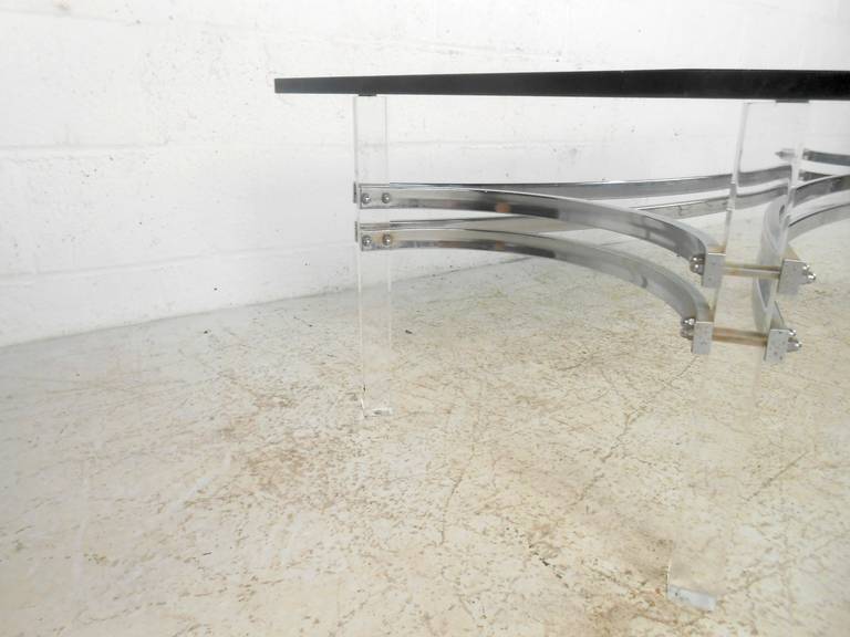 Vintage Lucite and Chrome Coffee Table For Sale 1