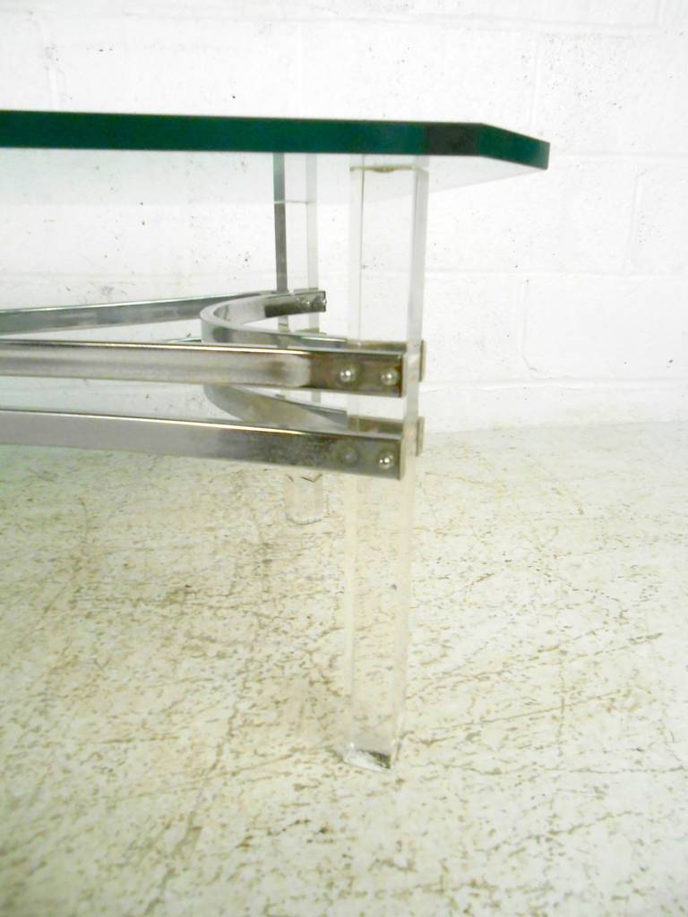 Vintage Lucite and Chrome Coffee Table For Sale 2