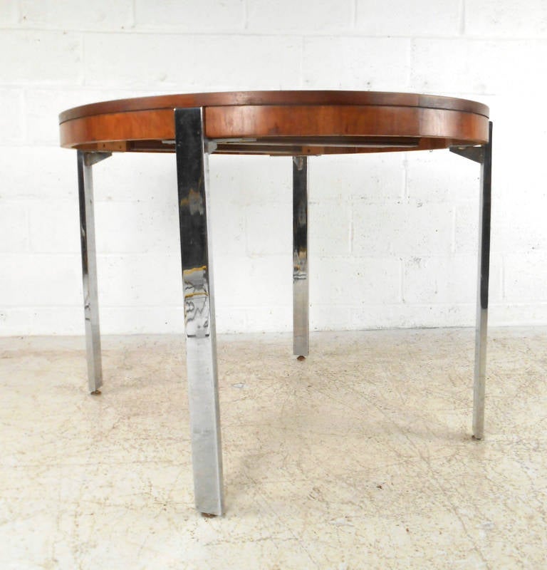 American Mid-Century Rosewood And Chrome Dining Table by J.B. Van Sciver