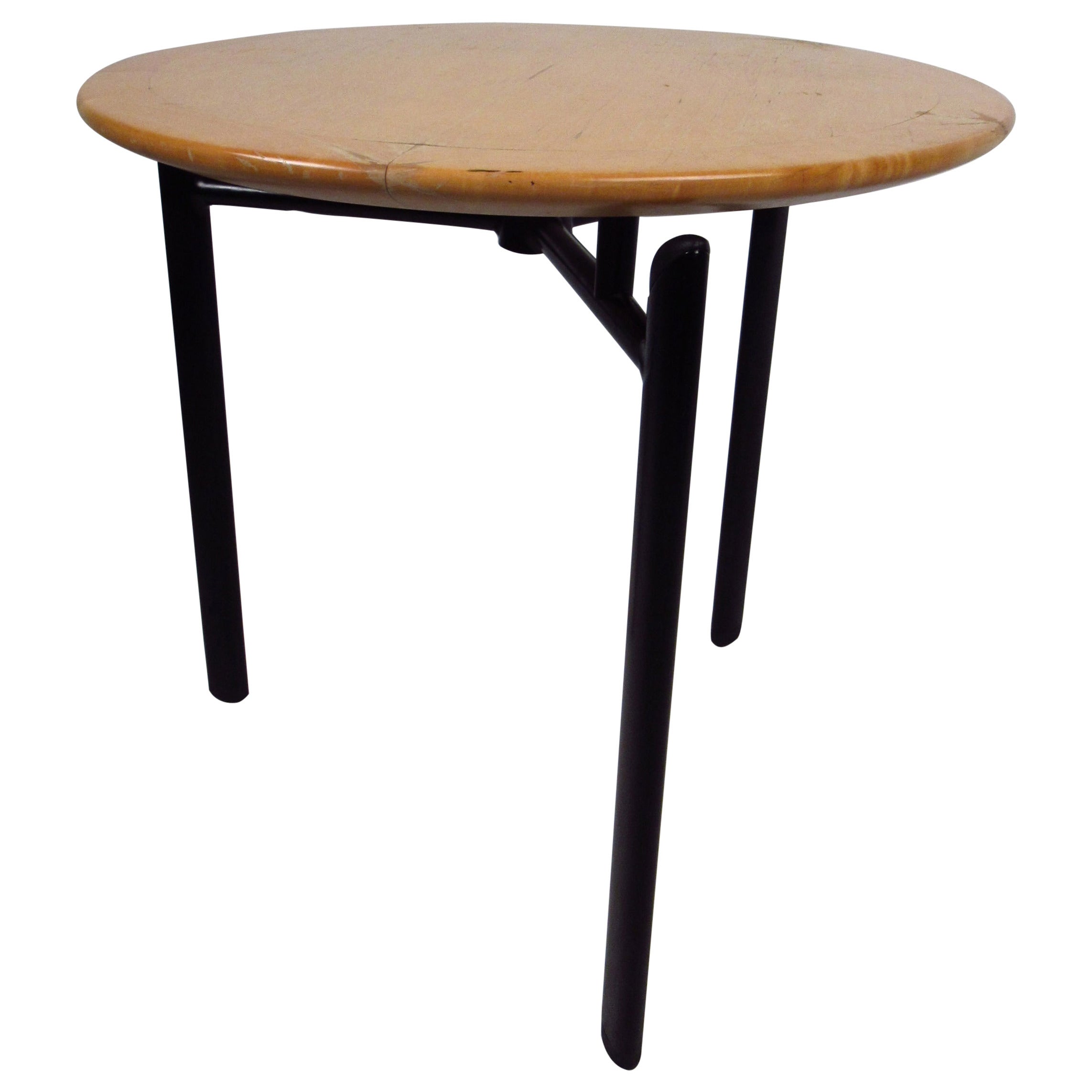 Round Canadian Maple Floating End Table by Haworth For Sale