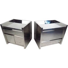 Pair of Polished Chrome Nightstands