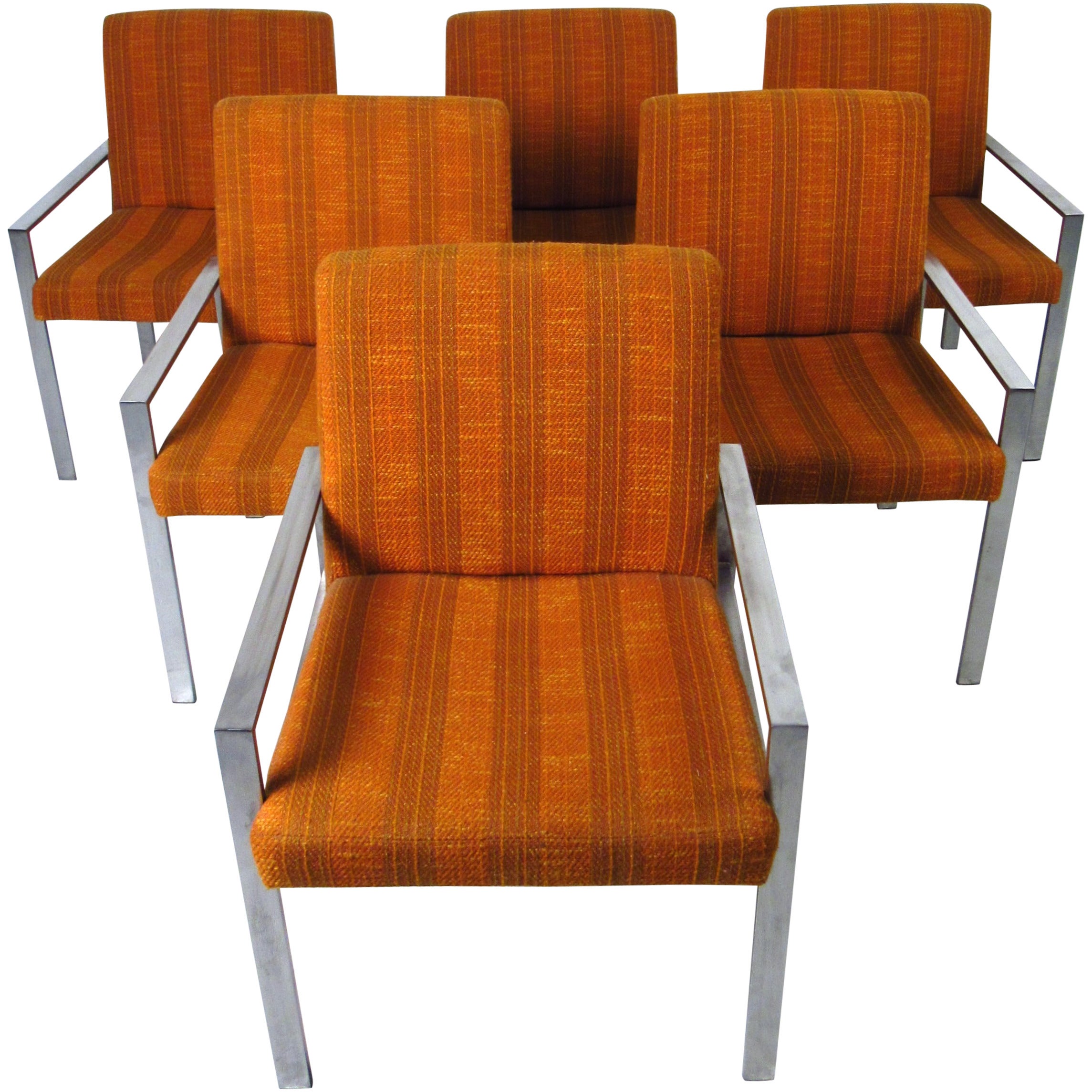 Set of Six Mid-Century Modern Knoll Style Armchairs For Sale