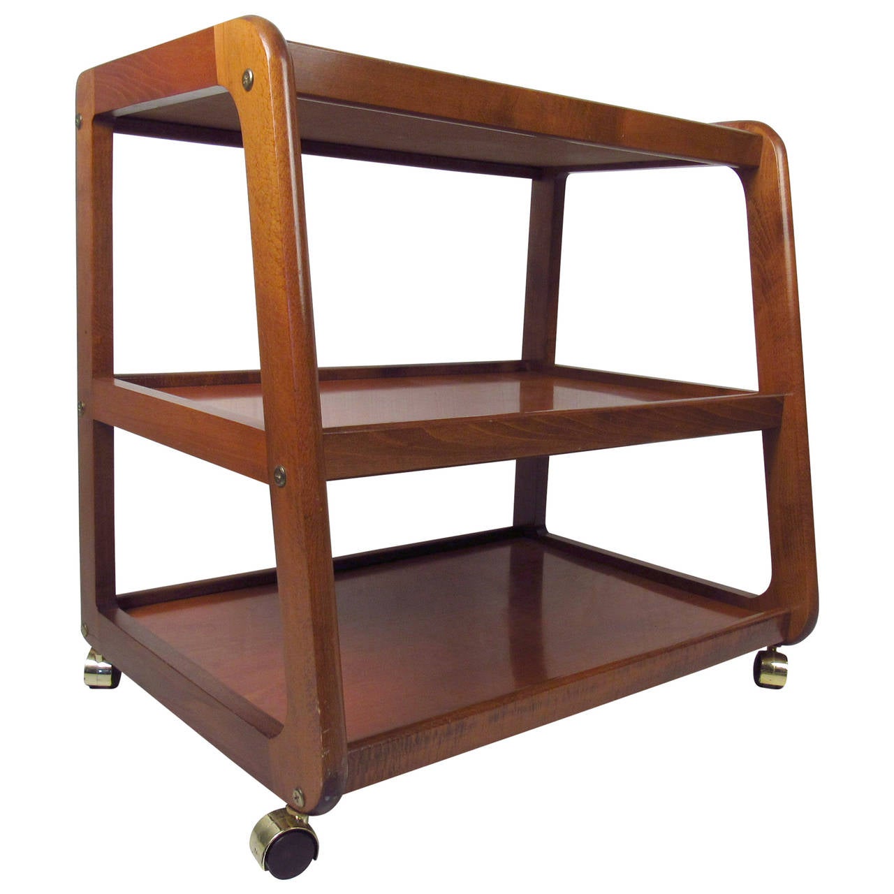 MidCentury Modern ThreeTier Teak Rolling Cart For Sale at 1stdibs