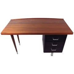Single Pedestal Metal and Teak Desk 1