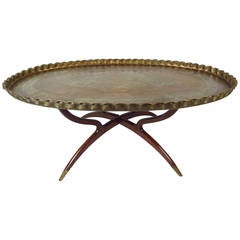 Moroccan Style Bronze Engraved Coffee Table