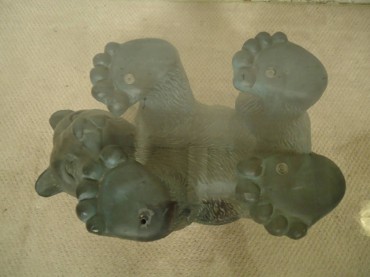 MidCentury Sculptural Bear Table With Glass Top For Sale at 1stDibs