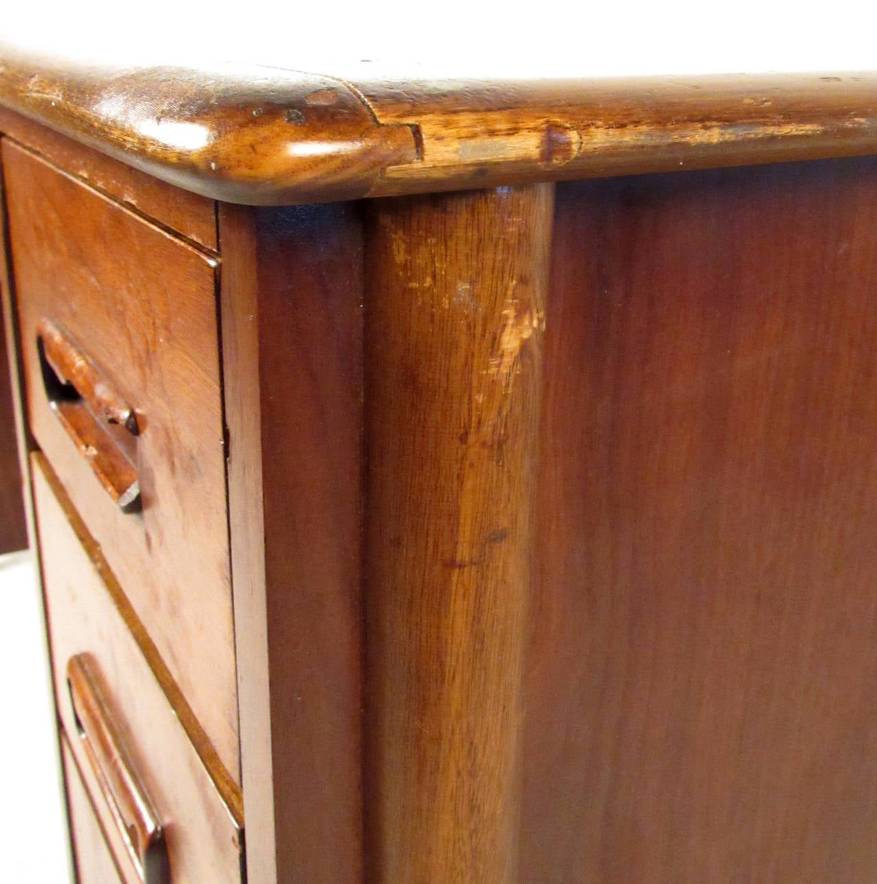 Wood Mid Century Walnut & Oak Desk by Lane For Sale