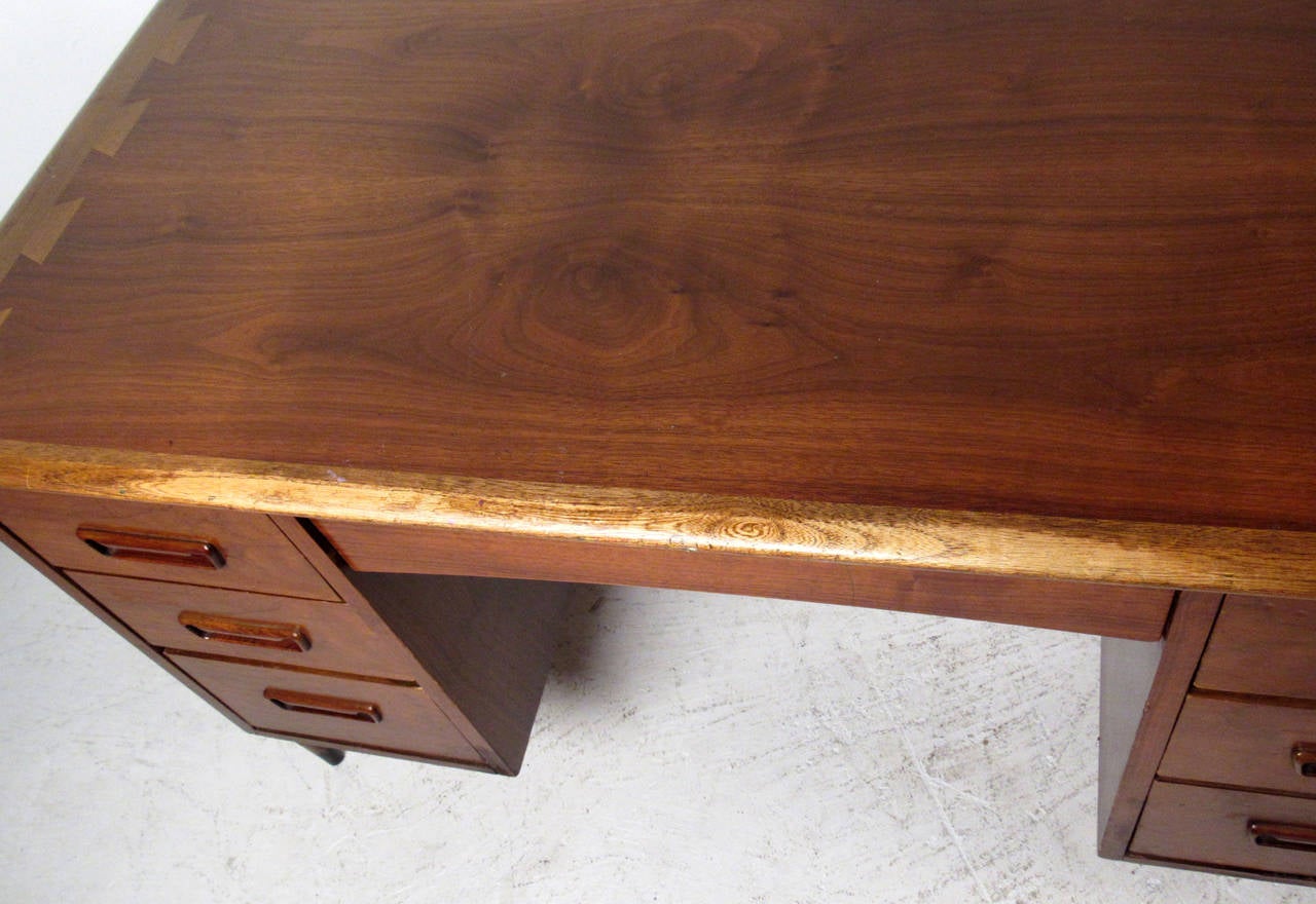 Mid-20th Century Mid Century Walnut & Oak Desk by Lane For Sale