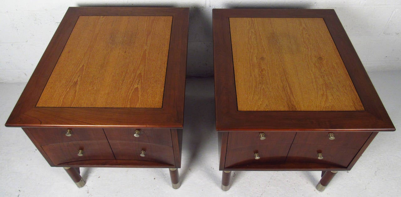 Mid-Century Modern Pair of Mid Century Two-Drawer End Tables by Weiman Furniture