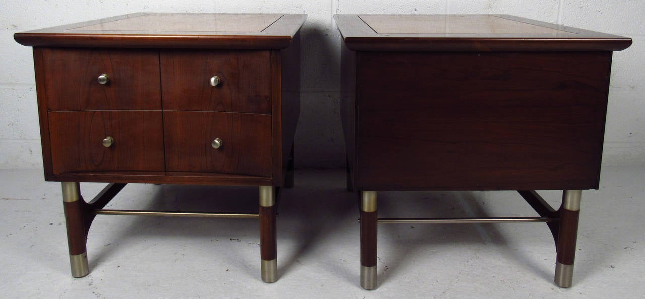 Pair of Mid Century Two-Drawer End Tables by Weiman Furniture 1