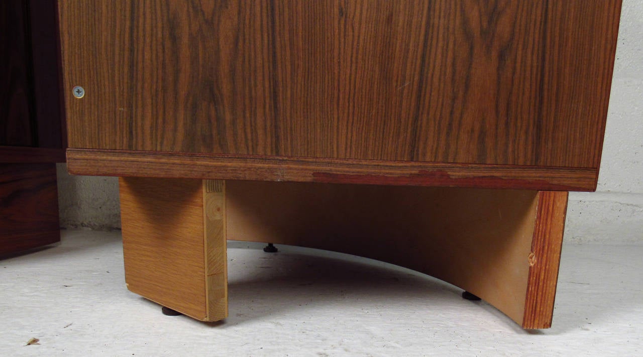 Pair of Mid-Century Tambour Rosewood Nightstands or Corner Cabinets 2