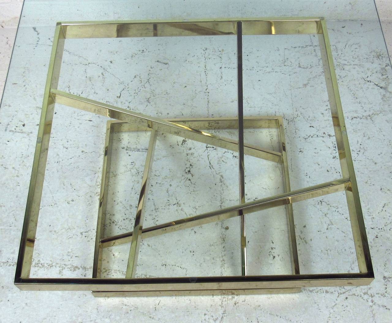 Brass Modern Glass Top Coffee Table