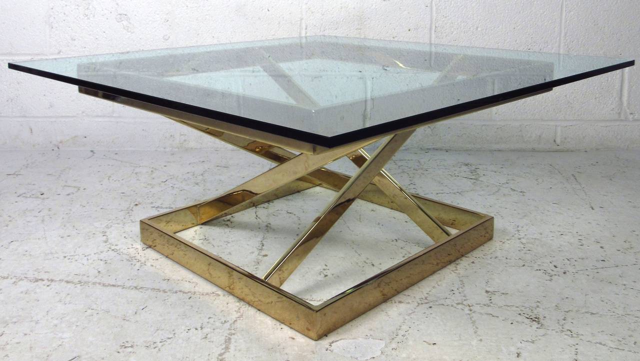 20th Century Modern Glass Top Coffee Table