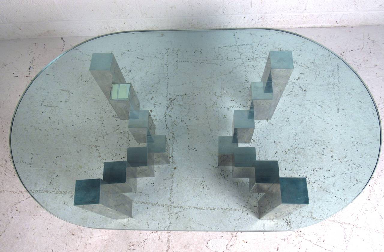 Mid-20th Century Mid-Century Modern Cubist Coffee Table after Paul Evans