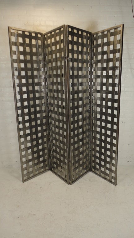 Industrial Style Metal Four Panel Room Divider at 1stDibs | industrial style room divider ...