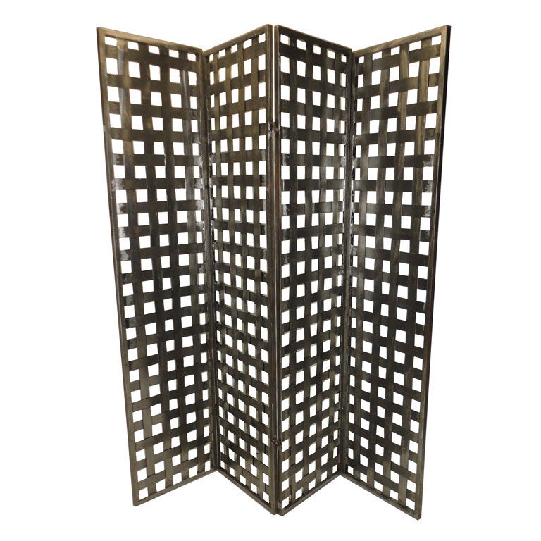 Industrial Style Metal Four Panel Room Divider at 1stDibs industrial