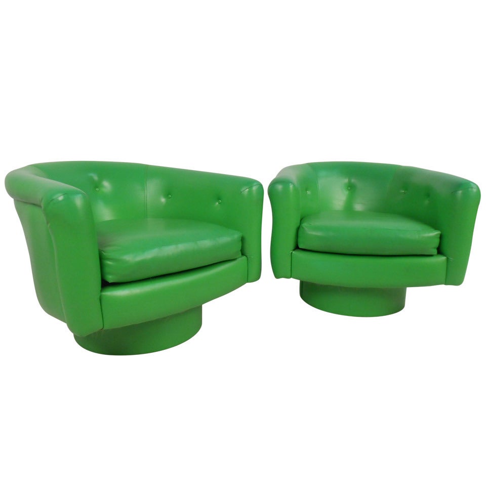 Pair of Vintage Lounge Chairs with Swivel Base