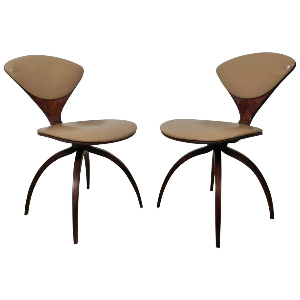 Vintage Swivel Bentwood Chairs By Norman Cherner For Plycraft