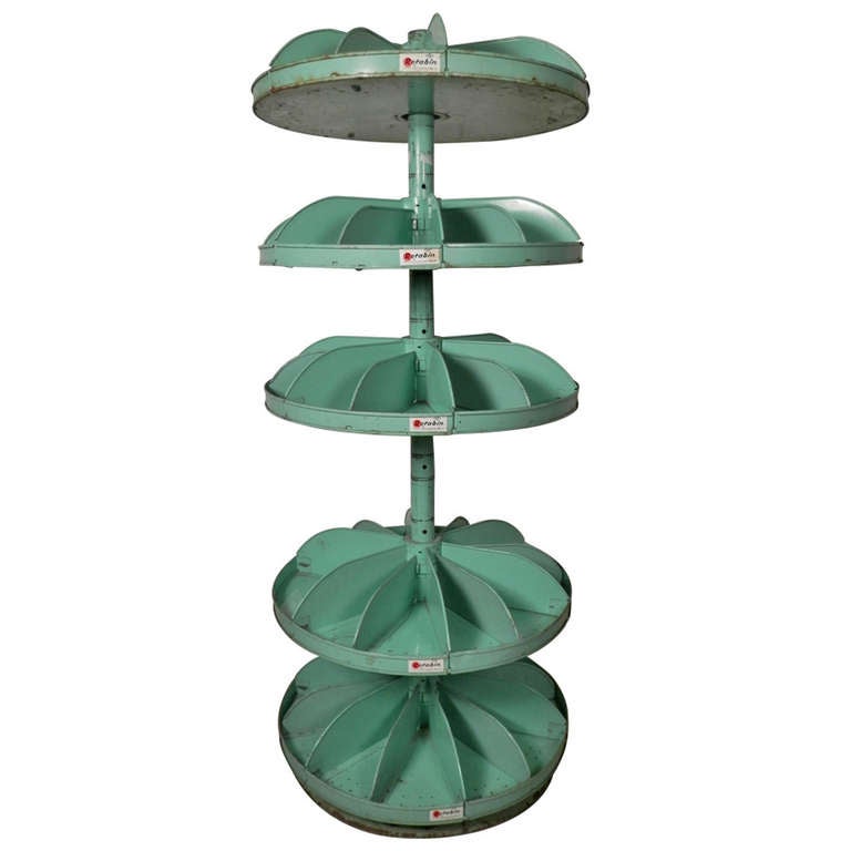Industrial Metal Five Tier Revolving Shelf Unit at 1stDibs revolving