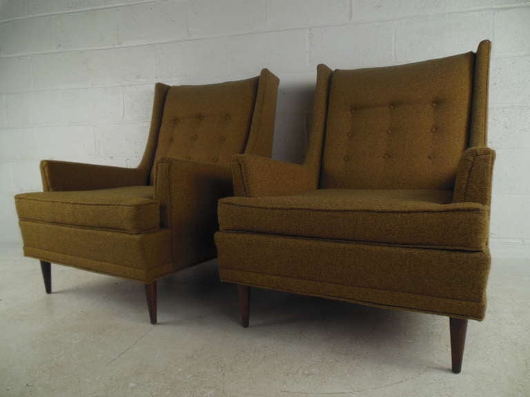 Pair of 1960s high back lounge chairs by Kroehler Furniture Co. Please confirm item location (NY or NJ) with dealer.