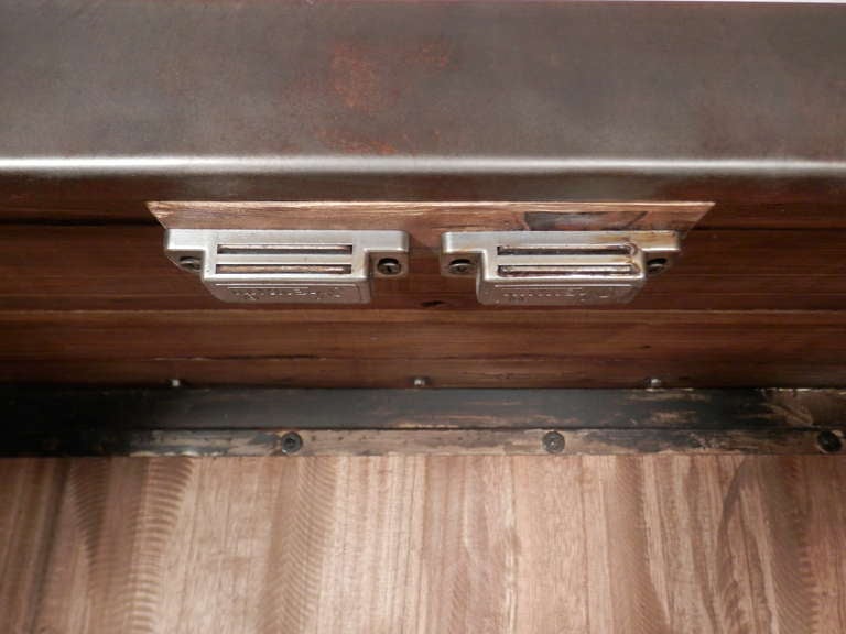 Industrial Reclaimed Iron and Wood Glass Door Cabinet
