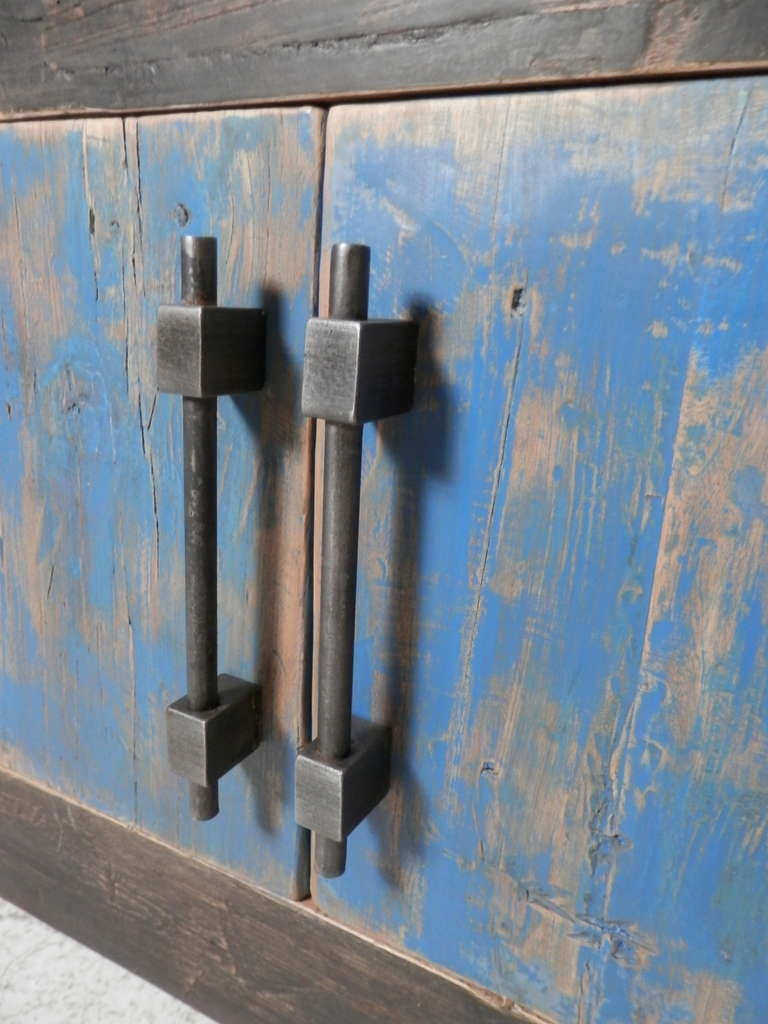 Handmade Industrial Credenza On Casters at 1stDibs