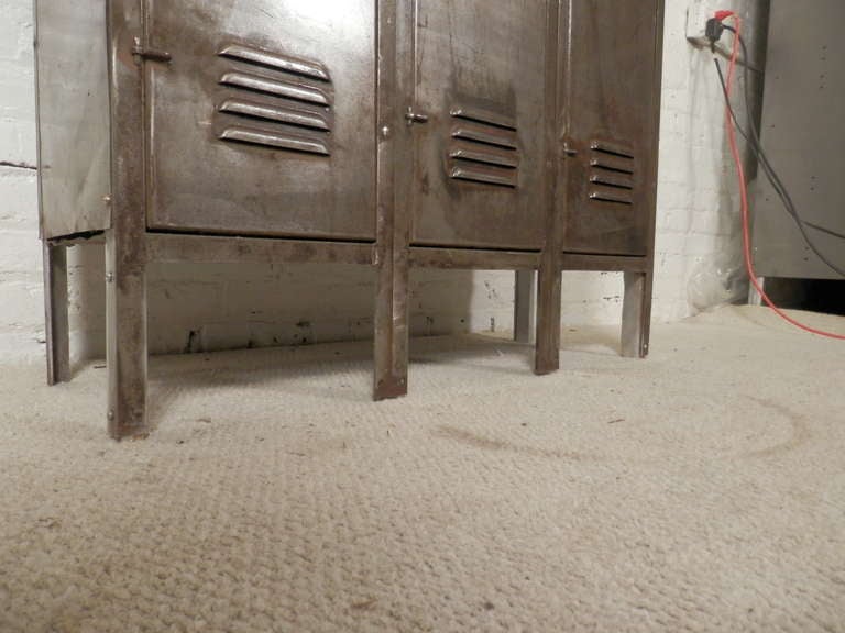 Vintage Three Door Locker In Distressed Condition In Brooklyn, NY
