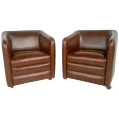 Pair of Mid-Century Vinyl Club Chairs by Shelby Williams