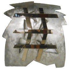 Mirrored Modernist Metal Wall Sculpture by Deidre Selig