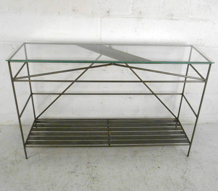American Unique Modern Iron and Glass Hall Table
